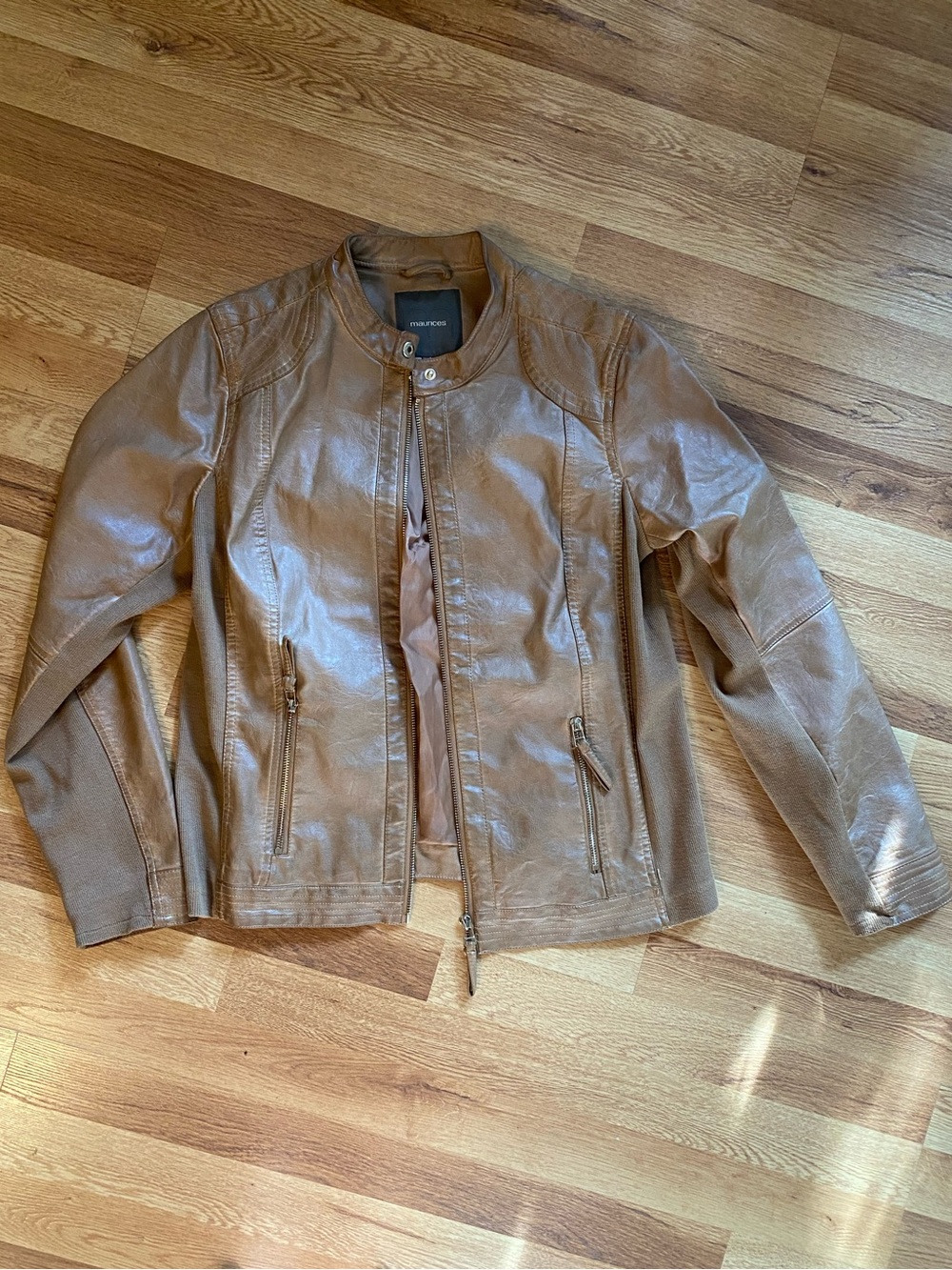 Vegan Leather Tan Bomber Jacket